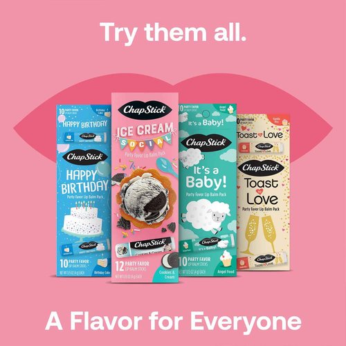 ChapStick Party Favors, Ice Cream Social Lip Balm Packs (36 Sticks) – Sweet & Fun Gifts for Teens & Adults, 0.15 Oz Ea