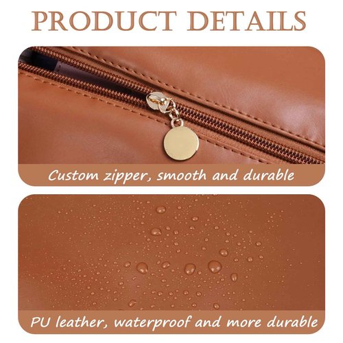 CHATSZ Makeup Bag for Women, Waterproof Cosmetic Bags, Travel Toiletry Bag, Makeup Bag Organizer with Divider and Handle, Wide-Open Cosmetic Case Portable (Brown)