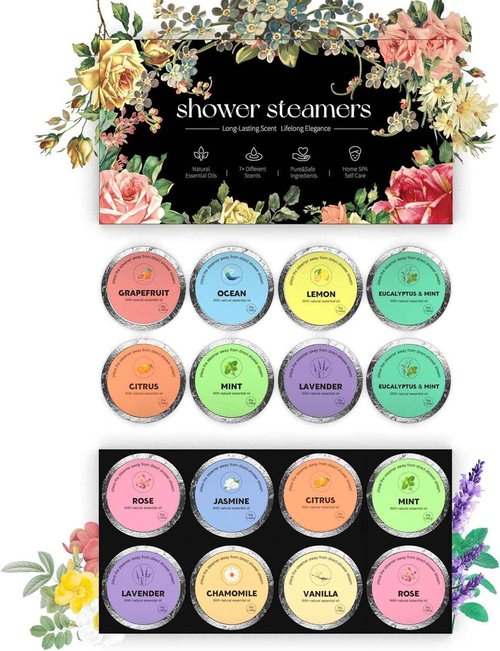 ZIAKEAU Shower Steamers Aromatherapy 16 Packs Christmas Gifts for Women Shower Bombs Relaxation Gifts for Women Shower Essentials Ideal Self Care & Stress Relief Gifts