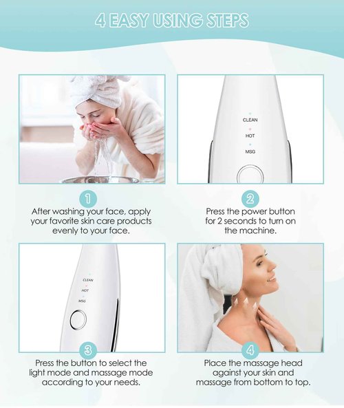 ELISHINE 7 Color Neck Face Massager - Facial Massager Tool for Skin Care at Home, Vibrating Face Massager with Thermals, Galvanic Machines White