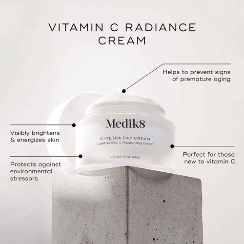 Medik8 C-Tetra Day Cream - Lipid Vitamin C Face Cream - Hydrates, Smoothens and Brightens - Luminous and Lightweight Face Moisturizer - 1.7 oz