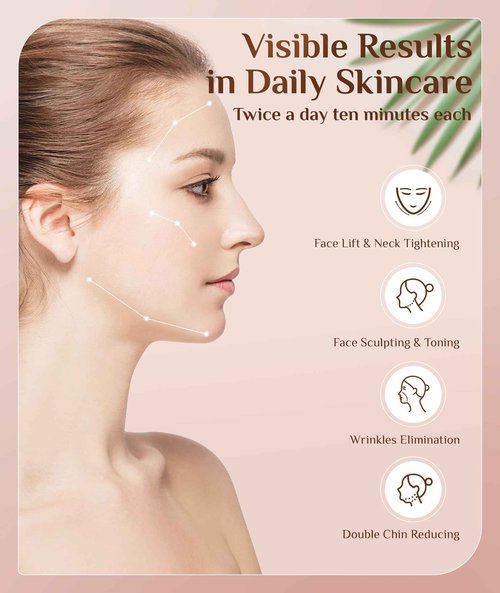 Dopsikn 7 Color Galvanic Machines - Red Light Therapy for Face and Neck, Face Massager Tool for Wrinkles, Double Chin, Vibrating Facial Massager with Thermals, White