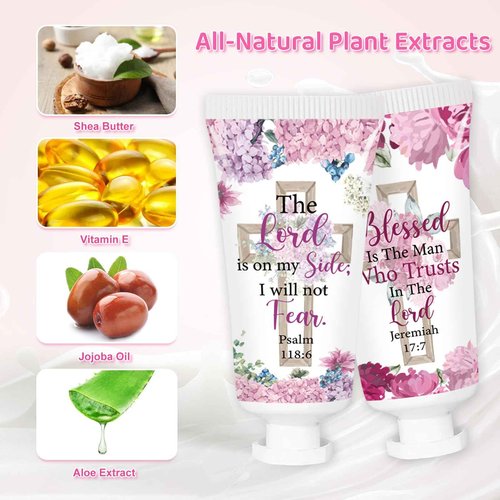 50 Pcs Christian Hand Cream Gifts Christian Gifts for Women Breast Cancer Awareness Favors Bible Verse Hand Lotion Scripture Travel Hand Lotion Prayers Religious Gifts for Women Christmas