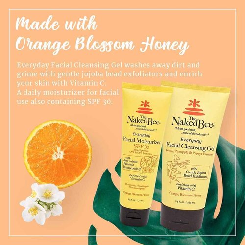 The Naked Bee Vitamin C Face & Body Moisturizing Sunscreen SPF 30 + 2.5oz Vitamin C Facial Moisturizer SPF 30 Orange Blossom + Orange Blossom Honey Everyday Facial Care