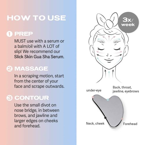Sacheu Gua Sha Starter Kit with Slick Skin Oil — Face Gua Sha for Enhanced Lymphatic Drainage, Reduced Puffiness and Relieved Facial Tension — Metal Face Sculpting Tool With Travel Pouch