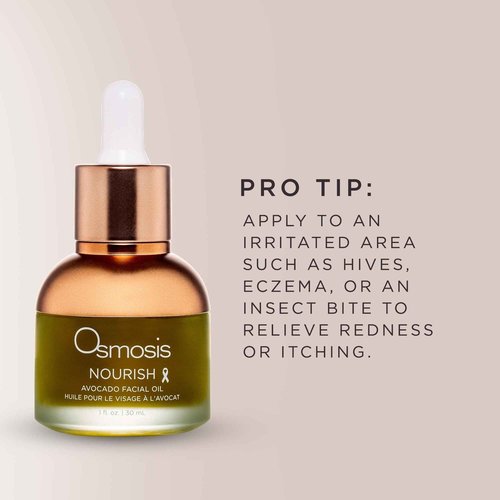 OSMOSIS NOURISH Organic Avocado Facial Oil, Cold Pressed, Aging, Pigmented, Sensitive, Dry, Irritated, Oily, Blemish-Prone Skin, 1 Fl Oz