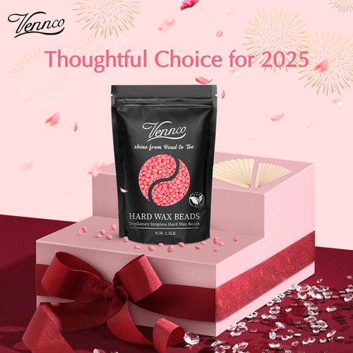 Vennco 2.5lb Pink Rose Hard Wax Beads for Hair Removal - Gentle Hard Wax for Face, Bikini, and Brazilian Areas - Wax Refill for Full Body Professional Home Waxing