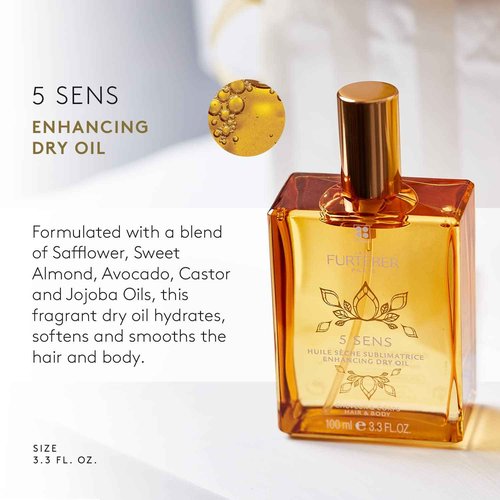 Rene Furterer 5 SENS Enhancing Dry Oil - Multi-Purpose for Hair & Skin - With Jojoba Oil - Spray - 3.3 fl. oz.