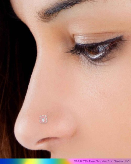 SALLY ROSE Care Bears Nose Stud, 316L Stainless Steel Nose Ring L Shaped Official License Cheer Bear Nose Piercings