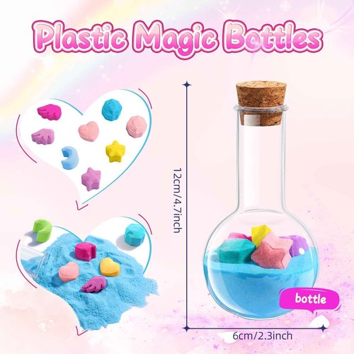 MeCids Magic Potion Bubble Bath Bombs for Kids -Bath Color Tablets Bath Potions for Toddlers Ages 4-12 Fun Science Kit Gift for Birthday, Halloween，Christmas- 6 Pack (Shaped Gems & Stars)