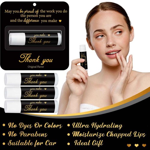 Sacubee 30 Pack Christmas Employee Appreciation Gift Lip Balms Bulk Staff Teacher Team Volunteer Thank You Gift Thanksgiving Christmas Appreciation Party Favor for Women Men(Cool,Black Gold)