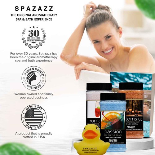 Romantic Couples Spa Gift Set – Spazazz Aromatherapy Bath Salts 3-Pack (17oz Each) – Passion, Romance & Bottoms Up – Sensual Bath & Hot Tub Soak for Valentine’s or Anniversary