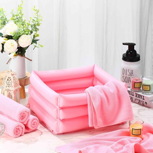 FillTouch 12 Pcs Foot Spa Kit for Girls Kids 12. 5 x 12. 5 x 8. 3 Inch Foot Care Bath and 12 x 28 Inch Hand Towels Washbasin Salon Towels for Spa Sleepover Party Supplies(Light Pink)