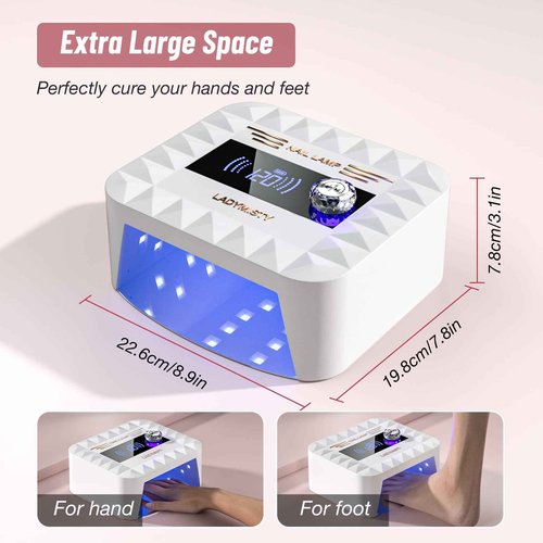 268W UV Nail Lamp Cordless, LadyMisty UV Light for Gel Nails with Convenient Knob, Dual Light Source Precise Curing & LCD Display Screen, Portable Wireless Nail Lamp, Fast Curing for Nail Salon & Home