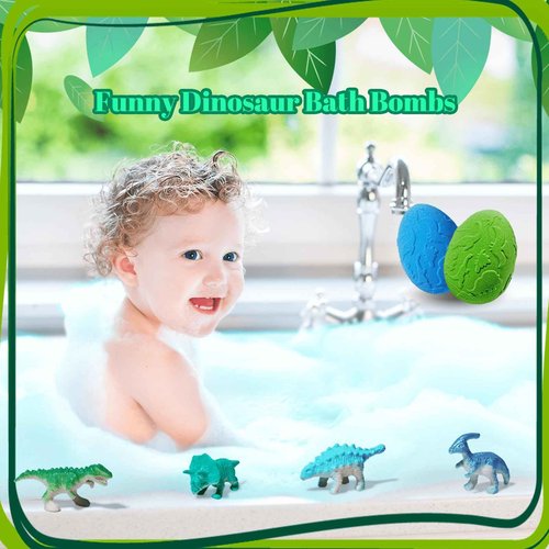 Persidra Kids Bath Bombs with Surprise Inside, XXL Large Dinosaur Bath Bombs 8pcs Bath Bomb Set with Toys Inside, Dino Toy Gifts for Kids Age 3 4 5 6 7 8 9 10 11 12