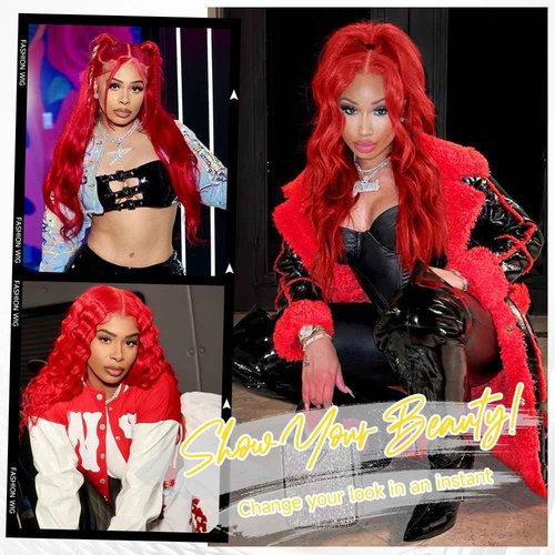 mululi 30 Inch Red Wig Human Hair Pre Plucked Red Lace Front Wigs Human Hair 200% Density 13x4 Colored Wigs for Women Body Wave Red Lace Front Wig