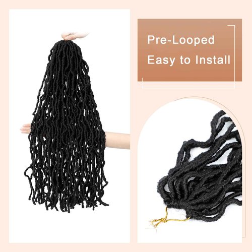 Soft Locs 24 Inch 7 Packs 126 stands Crochet Hair Faux Locs Pre-looped Super Lightweight Goddess Locs Synthetic Crochet Hair Braids For Black Women (1B, 24Inch（Pack of 7）)