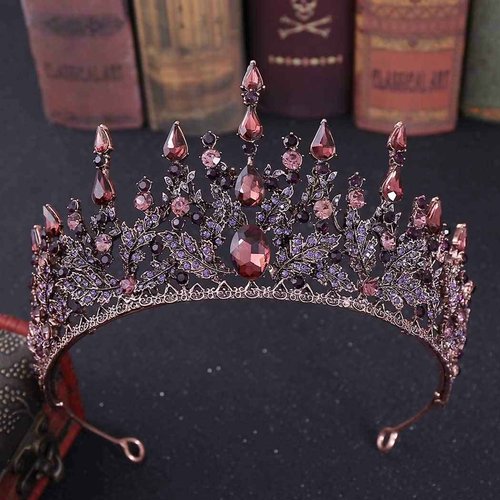 Florry Baroque Crowns Crystal Tiaras and Crowns Wedding Queen Crowns for Brides Halloween Costume Bridal Tiaras Hair Accessories for Women (Purple)