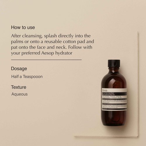 Aesop B & Tea Balancing Toner with B5 | Refines Pores, Balances, and Prepares Skin | Gentle, Alcohol-Free Blend | 6.7 oz