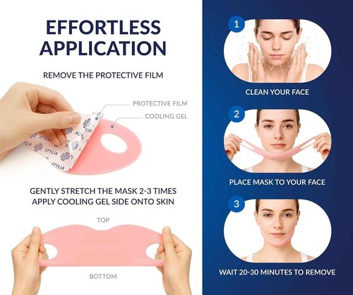 STYLIA V Line Lifting Collagen Face Mask - Lift, Firm & Contour Jawline - Double Chin Strap with Hyaluronic Acid & Aloe Vera - Hydrating Neck & Face Tightening Mask - Chin Strap for Sleeping (10PC)