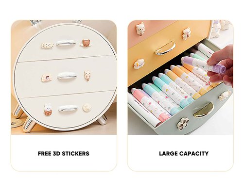 Makeup Organizer and Storage for Perfumes Cosmetics Jewelry,Box for Countertop, skincare Cabinet Storage Bins 3 draws Stackable Vanity Organizer for Dresser and Bathroom Countertop(Golden Ear)