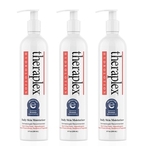 THERAPLEX Hydrolotion - Daily Skin and Body Moisturizer, No Parabens Or Preservatives, Noncomedogenic, and Hypoallergenic, Fragrance-Free, Dermatologist Recommended 3 Pack