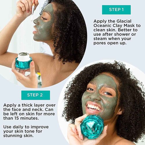 Bl'eau Glacial Oceanic Clay Mask - NSF Certified - Detox/Rehydrate/Repair, 50 g ℮ Net Wt. 1.8 oz