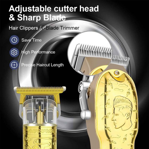 LQT Men’s Gold Hair Clippers, Cordless Professional Barber Clippers & Trimmers with LED Display, Long Runtime, Electric Grooming Kit for Haircuts & Beard Trimming,Gift for Husband, Father, Boyfriend