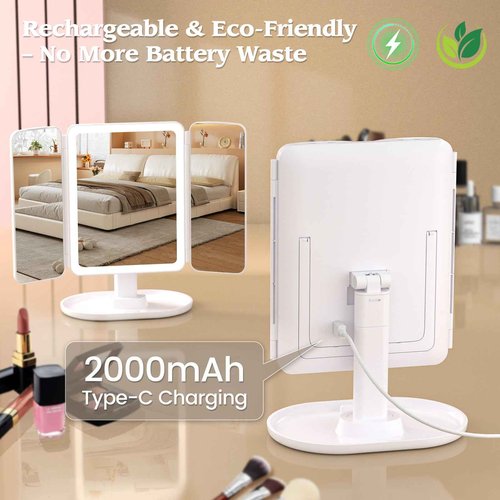 Lupow Makeup Mirror Vanity Mirror with 3 Lighting and Adjustable Brightness,Detachable Height-Adjustable Dresser Mount,2X,3X,10X Magnification,Suitable for Bathrooms,Vanity,Ideal Gifts for Women