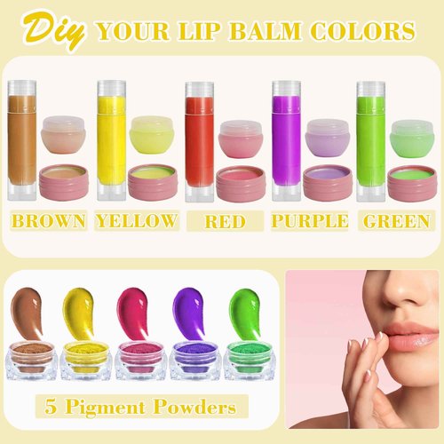 BRIPATI DIY Lip Balm Making Kit for Adults to Make Your Own Moisturizing Lip Balms with Natural Beeswax, Lip Base Oil, Essential Oil, Empty Lip Balm Tubes Jars, Birthday Christmas Mother’s Day Gift