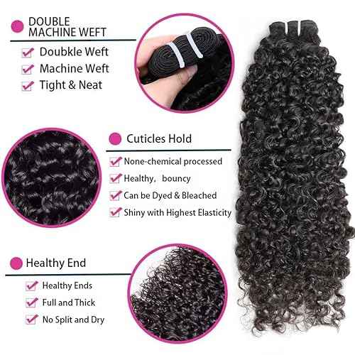 VIPbeauty Burmese Curly Human Hair Bundles One Curly Bundles Human Hair 100% Unprocessed Burmese Raw Hair Extension Natural Color Spiral Hair Weft Extensions Quick Weave Bundle 16 Inch
