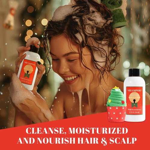 Christmas Bath and Body Gift Set for Women - Holiday Stocking Stuffers With Body Butter, Shower Gel, Lotion, Shampoo, Bubble Bath, Mini Towel - Birthday Gifts