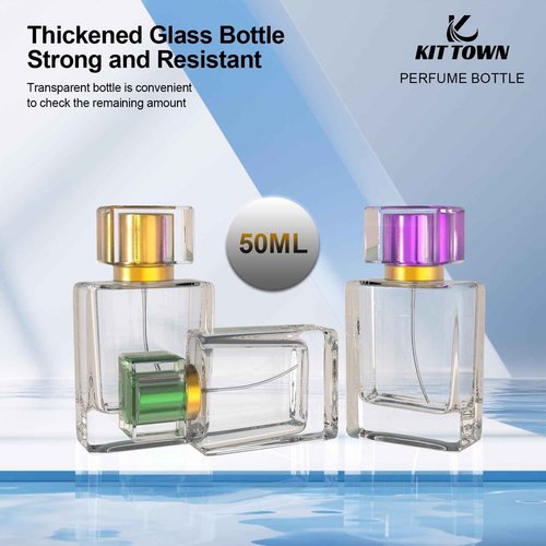 KIT TOWN 6 Pack Refillable Perfume Atomizer 50ml 1.7oz Large Perfume Bottle for Essential Oils, Perfumes,Empty Clear Glass Mist Spray Bottle for Traveling and Outgoing