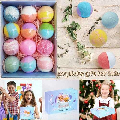 3.5 oz XL Bath Bombs for Kids with Puppy Toys Inside Kids Bath Bombs Organic Bubble Bath Fizzies Colorful Bomb 12 Pcs Set Birthday/Christmas Surprise Gift for Girls & Boys