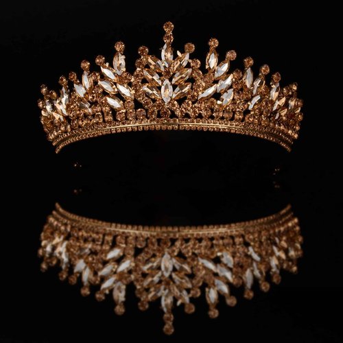LIMELIA Women's Tiara-Crown for Henna Wedding Party | Glitter Hair Accessories for Bridal Birthday Pageant Prom Halloween Cos-play Costume Christmas Party, Princess Crowns | Rio - Honey