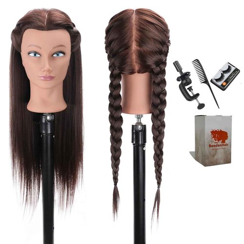 28'' Mannequin Head Long Hair Styling Training Head Dolls for Cosmetology Manikin Maniquins Practice Head with Clamp Stand Holder (biaobang)