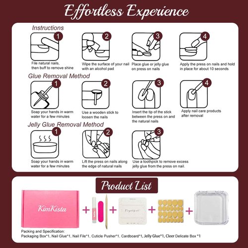 Handmade Press On Nails Almond, Burgundy Press On Nails Medium, 3D Flower Nails For Women Gift, Reusable Stick On Fake Nails Kit With Nail Glue(3D Burgundy Flower-L)