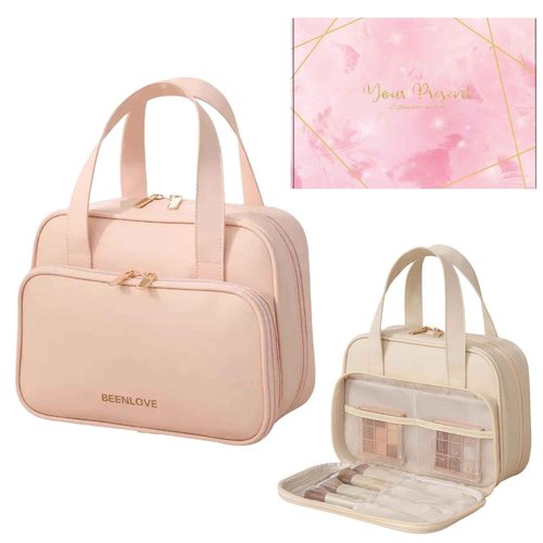 Travel Toiletry Bag|Large Capacity Toiletries Bag|Water-Resistant Organizer|Makeup Bag With Reinforced Handle&Multiple Pockets&Separate Compartments for Vacation,Camping,Business Trips (Pink)