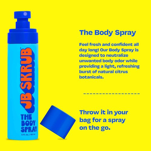 JB SKRUB Body Spray, Body Wash, and Face Wash for Teen Boys, Tweens, and Kids - Refreshing Body Care Trio - Banish Funk, Revitalize, Radiate Confidence
