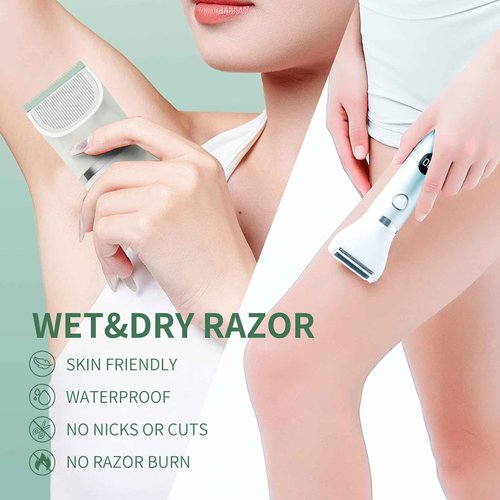 Bikini Trimmer for Women, 3 in 1 Electric Shaver for Womens,Painless Personal Body Hair Groomer,Smooth Hair Trimmer for Legs Body Facial Hair, IPX7 Waterproof