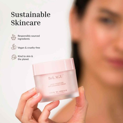 Dewy Moisture Replenishing CreamBelagu Naturals Dewy Moisture Replenishing Cream with Snow Mushroom & Niacinamide | Hydrating Face Moisturizer for Plump Skin, Fine Lines & Lasting Glow