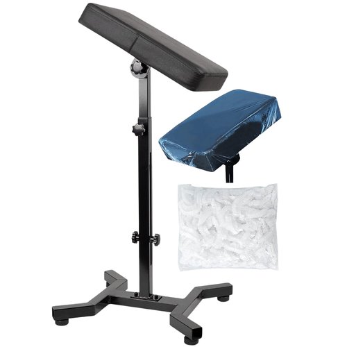 SOFITA Tattoo Arm Rest Stand + [100 Disposable Covers] Arm Rest Tattoo Stand High Stability. Adjustable Height and Tilt. High Density Leather Pad. Robust Four-Corner Base. Tattoo Armrest Stand