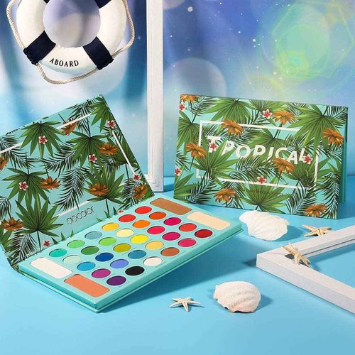 Docolor 15Piece Eye Makeup Brushes Set + 34 Colors Tropical Eeyshadow Palette Pigmented Matte Shimmer Metallic Blendable Soft Cream Powder Makeup Eye Shadow Palettes for Christmas Gift