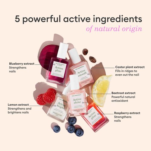 Manucurist Rainbow Active™ Full Range 5-Pack Gift Box - Nail Care & Polish Set - No Lamp - 5 Treatment Nail Polish : Glow Raspberry, Glow Blueberry, Shine, Smooth, Bright - Christmas Gifts for Women