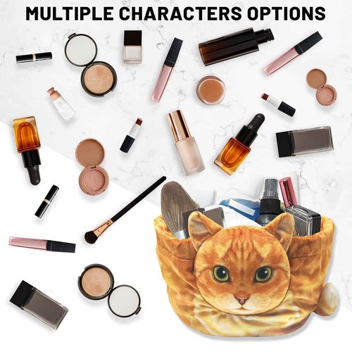 Openhaha Drawstring Travel Organizer, Cosmetic Pouch - Cat Gift for Women, Lay Flat Makeup Bag Gifts for Cat Lovers (2-Pack)