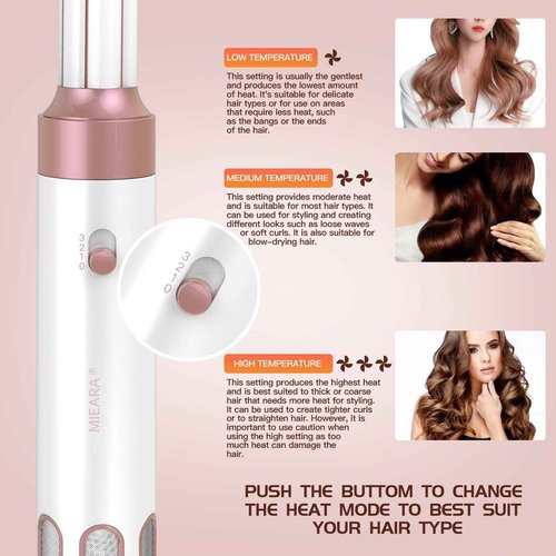 MIEARA 5 in 1 Hair Air Styler, Ionic Hair Dryer Brush Hot-Air Curlers, Multi Hair Styler, Blow Dryer for Fast Drying Straightening Volumizing Curling Styling (Pink)
