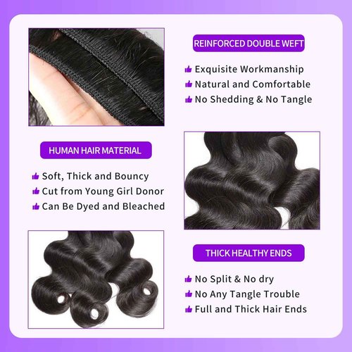 DDODLA Body Wave Bundles with Closure Human Hair 18 20 22 + 16 Inch Brazilian Human Hair 3 Bundles with 4x4 HD Lace Closure Part 12A Grade 100% Unprocessed Virgin Hair