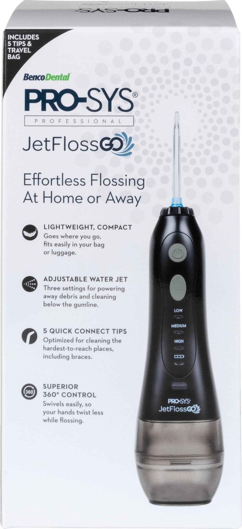 PRO-SYS JetFloss GO Cordless Water Flosser Rechargeable Portable Dental Oral Irrigator (Black)