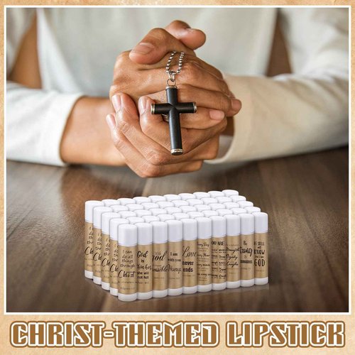 Dansib 50 Pack Christian Religious Gifts Bulk Lip Balms for Women Men Religious Church Party Favors Bulk Bible Verse Lip Balm with Scripture Inspirational Gifts for Coworkers Staff Employee