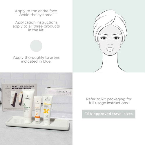 IMAGE Skincare, Ready Set Discover, 3-Piece Travel Ready Skin Care Kit, with Face Wash, Serum, and Moisturizer